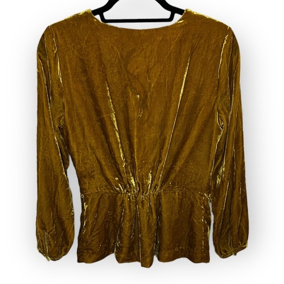 J. Crew Velvet Gold Bronze Blouse Size 8 - Picture 3 of 12